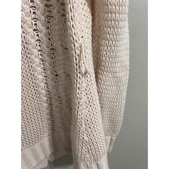 Vintage Old Navy Open Knitted Ivory Women Cardigan Snapped Front Size Large - Picture 6 of 11